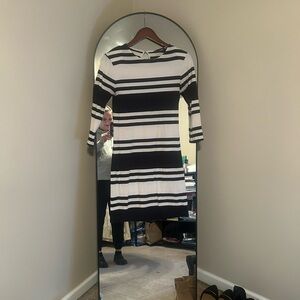 French Connection Black and White Sheath Dress 3/4 Sleeve
